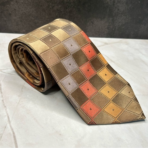 Joseph Abboud 60” Silk Multicolor Geometric Men's Tie - Picture 1 of 3